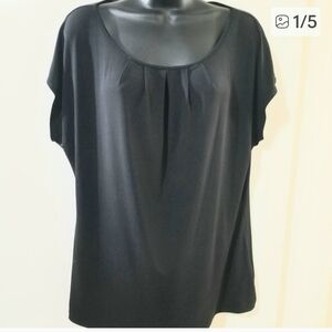Banana Republic Pleated Scoop-Neck Top Black Size XL
